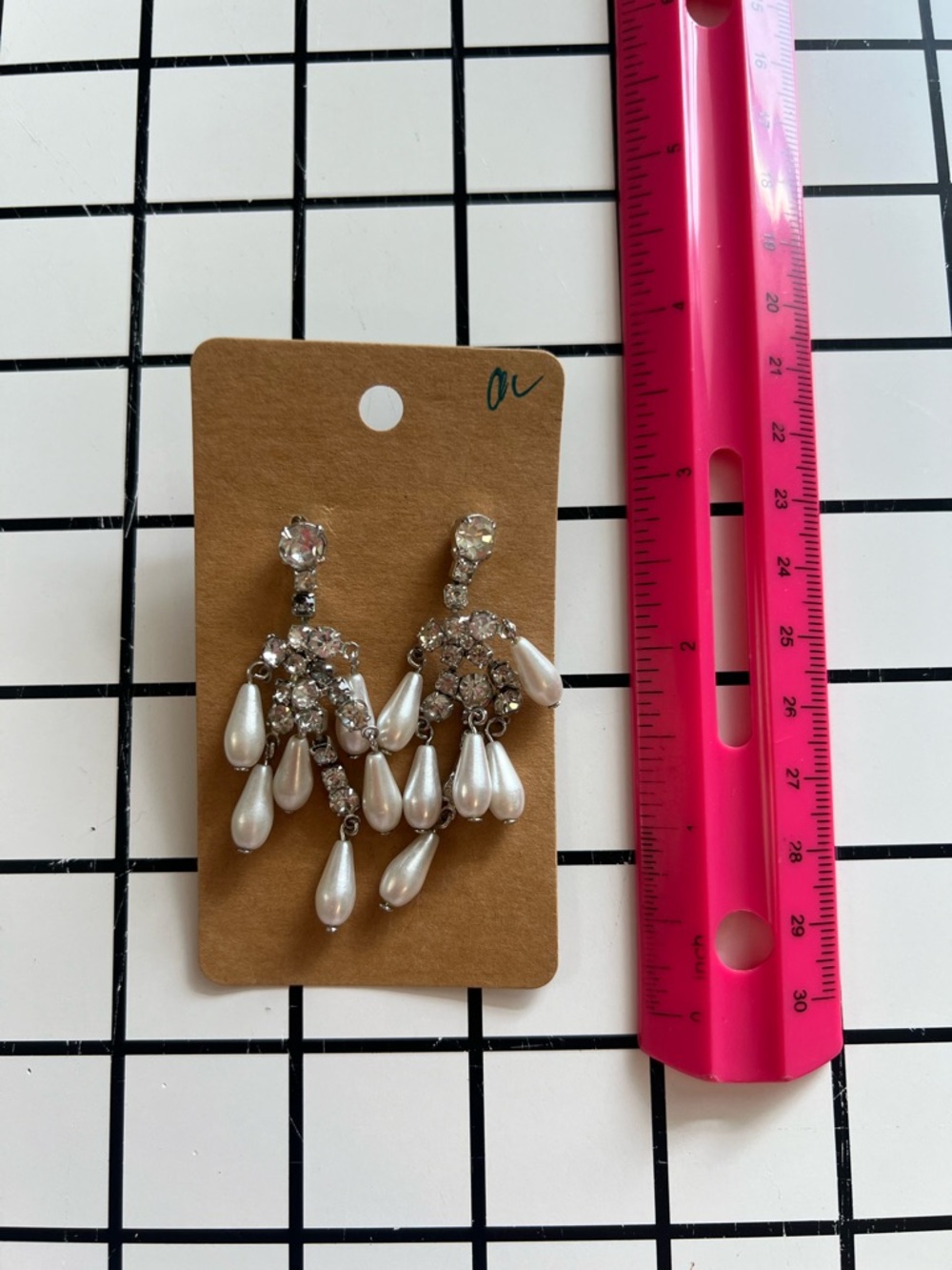 Pearl Drop Chandelier Earrings - White Faux Pearls